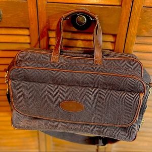 Vintage FRENCH Company Leather Herringbone Satchel Carry-On Bag